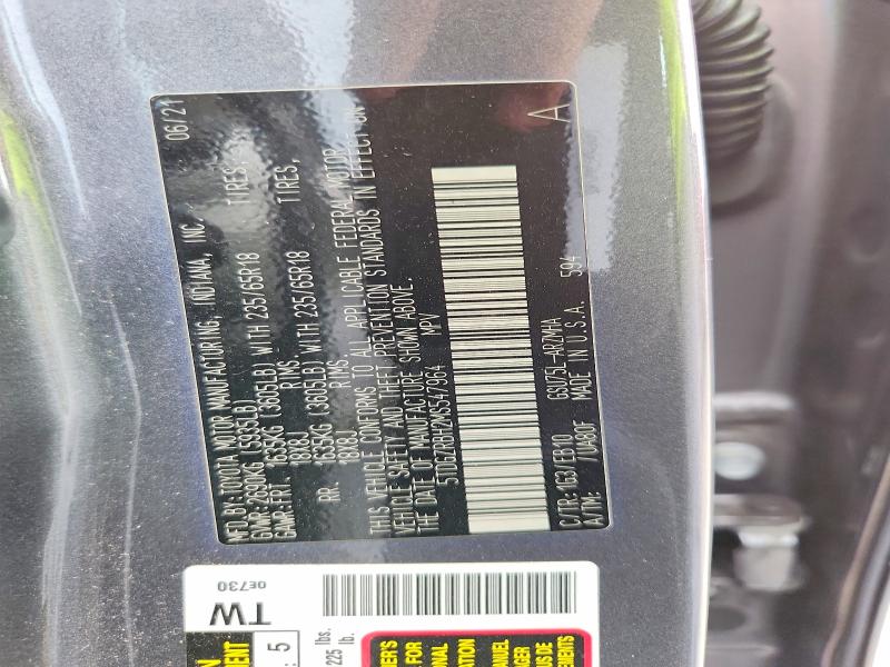 58181916 :رقم المزاد ، 5TDGZRBH2MS547964 vin ، 2021 Toyota Highlander مزاد بيع