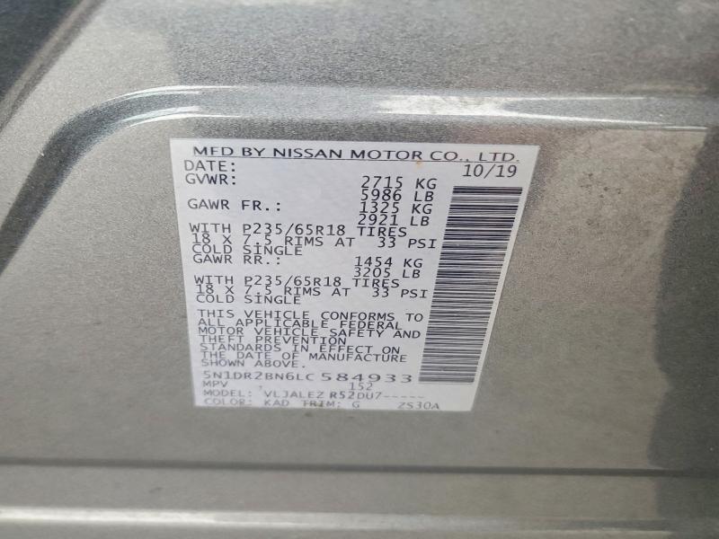 Aukcja sprzedaży 2020 Nissan Pathfinder, vin: 5N1DR2BN6LC584933, numer aukcji: 56393656