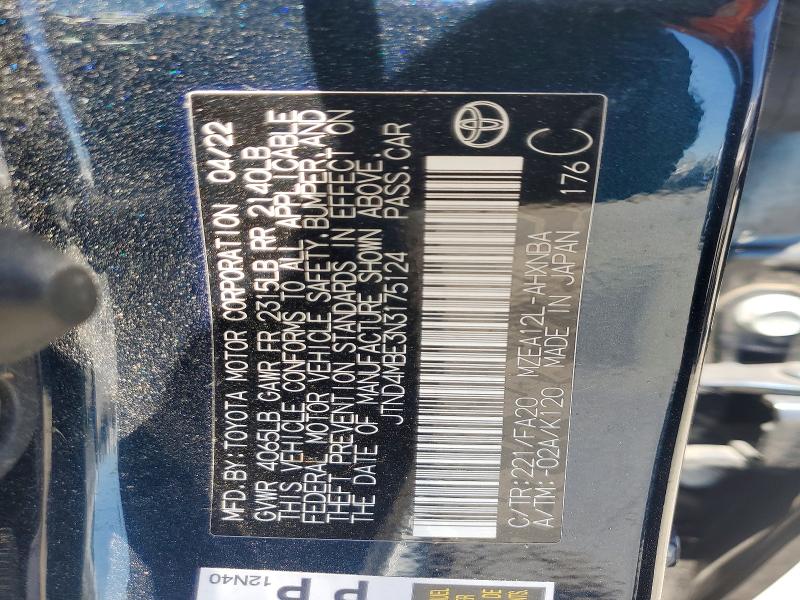 Aukcja sprzedaży 2022 Toyota Corolla Hatchback, vin: JTND4MBE3N3175124, numer aukcji: 58134686
