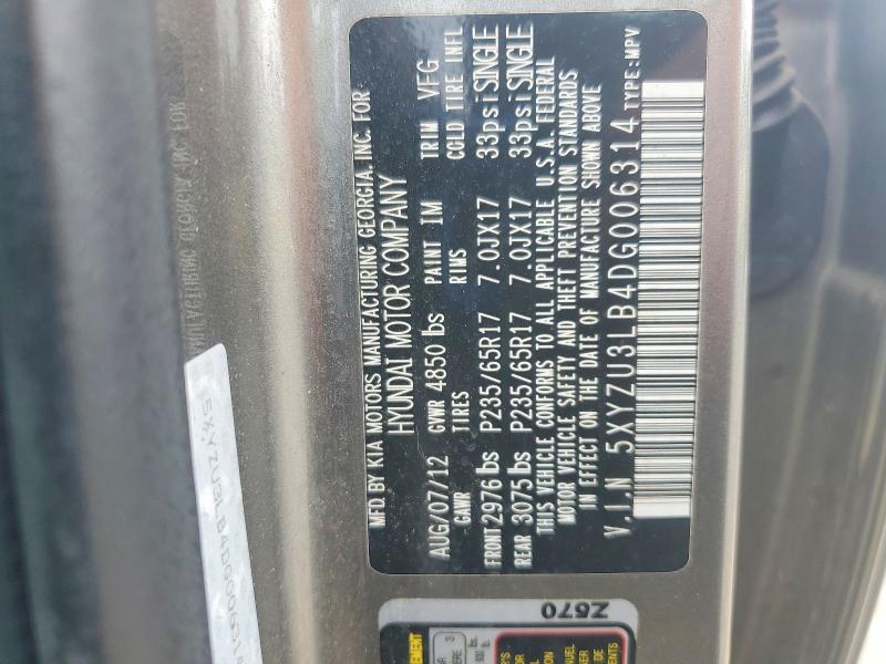 2013 Hyundai Santa Fe Sport მანქანა იყიდება აუქციონზე, vin: 5XYZU3LB4DG006314, აუქციონის ნომერი: 58622726