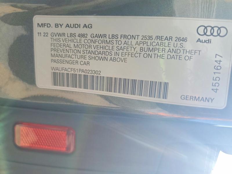 54808056 :رقم المزاد ، WAUFACF51PA023302 vin ، 2023 Audi A5 مزاد بيع