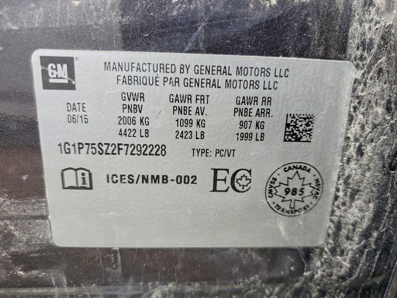 Продажа на аукционе авто 2015 Chevrolet Cruze, vin: 1G1P75SZ2F7292228, номер лота: 55239146