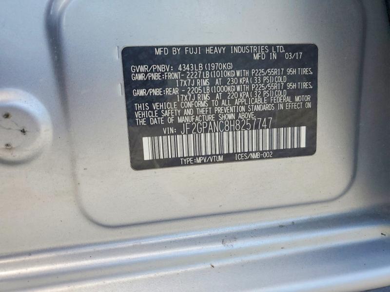 Продажа на аукционе авто 2017 Subaru Crosstrek, vin: JF2GPANC8H8257747, номер лота: 58374336
