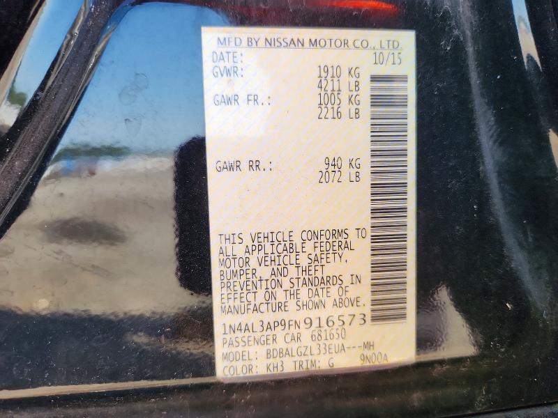 2015 Nissan Altima მანქანა იყიდება აუქციონზე, vin: 1N4AL3AP9FN916573, აუქციონის ნომერი: 59187416