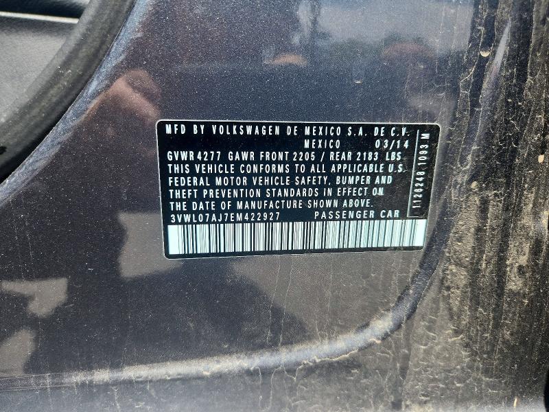 Продажа на аукционе авто 2014 Volkswagen Jetta, vin: 3VWL07AJ7EM422927, номер лота: 55454036