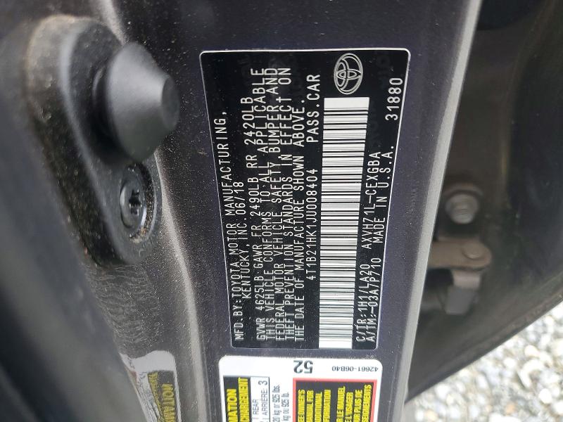 Aukcja sprzedaży 2018 Toyota Camry Hybrid, vin: 4T1B21HK1JU008404, numer aukcji: 55381886