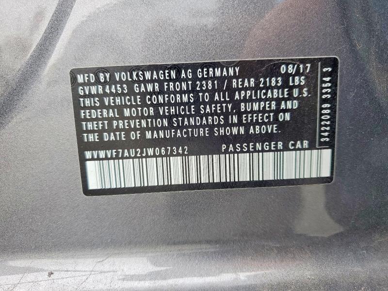 Продажа на аукционе авто 2018 Volkswagen Golf R, vin: WVWVF7AU2JW067342, номер лота: 56314126