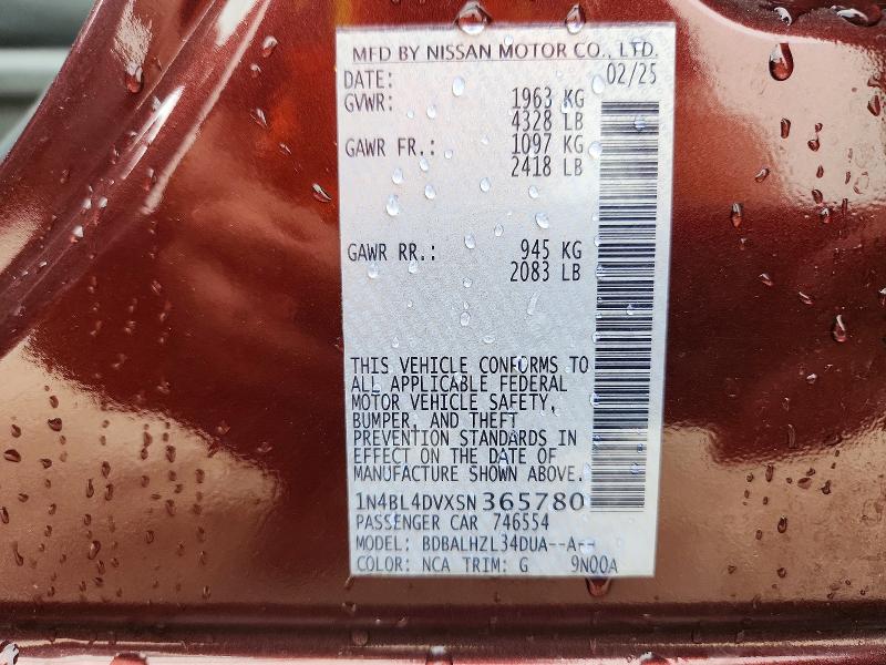 Продаж на аукціоні авто 2025 Nissan Altima, vin: 1N4BL4DVXSN365780, номер лоту: 56642846