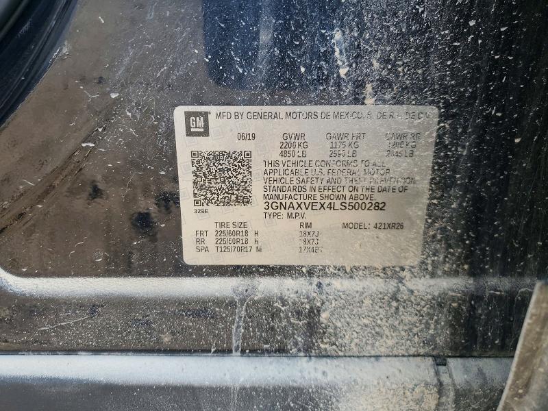 2020 Chevrolet Equinox მანქანა იყიდება აუქციონზე, vin: 3GNAXVEX4LS500282, აუქციონის ნომერი: 57762476