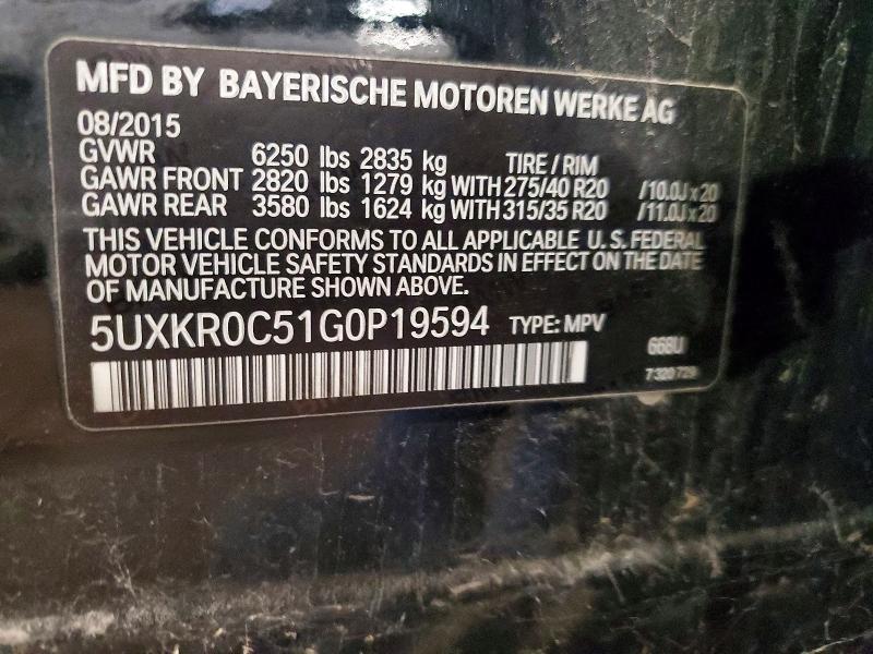 Aukcja sprzedaży 2016 Bmw X5, vin: 5UXKR0C51G0P19594, numer aukcji: 58201766