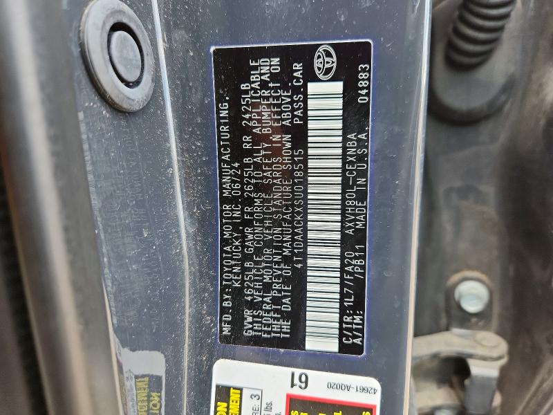 2025 Toyota Camry მანქანა იყიდება აუქციონზე, vin: 4T1DAACKXSU018515, აუქციონის ნომერი: 57012926