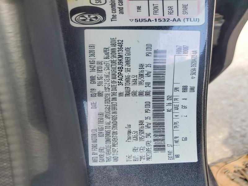 2019 Ford Fiesta მანქანა იყიდება აუქციონზე, vin: 3FADP4BJ9KM136482, აუქციონის ნომერი: 55709506
