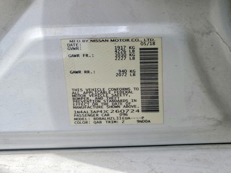 55522886 :رقم المزاد ، 1N4AL3AP4JC260724 vin ، 2018 Nissan Altima مزاد بيع