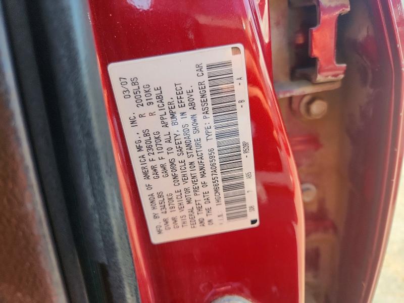2007 Honda Accord მანქანა იყიდება აუქციონზე, vin: 1HGCM66557A065956, აუქციონის ნომერი: 54511256