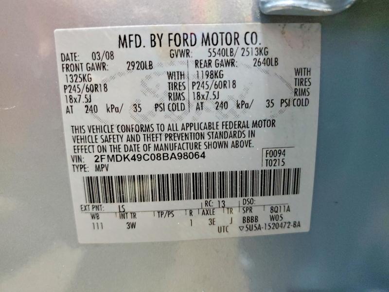 Aukcja sprzedaży 2008 Ford Edge, vin: 2FMDK49C08BA98064, numer aukcji: 55742976