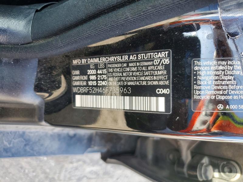 2006 Mercedes-benz C მანქანა იყიდება აუქციონზე, vin: WDBRF52H46F735963, აუქციონის ნომერი: 55609346