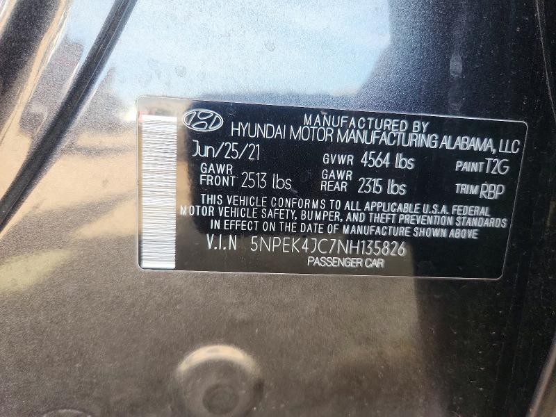 Aukcja sprzedaży 2022 Hyundai Sonata, vin: 5NPEK4JC7NH135826, numer aukcji: 56257746