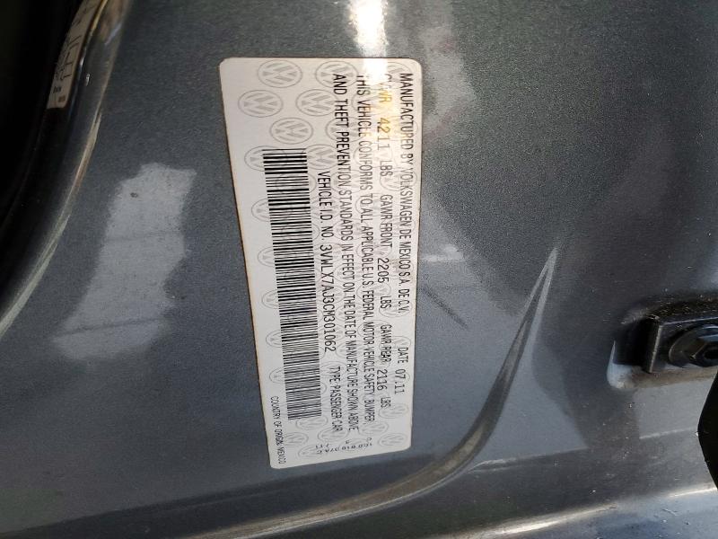 Aukcja sprzedaży 2012 Volkswagen Jetta, vin: 3VWLX7AJ3CM301062, numer aukcji: 57003156