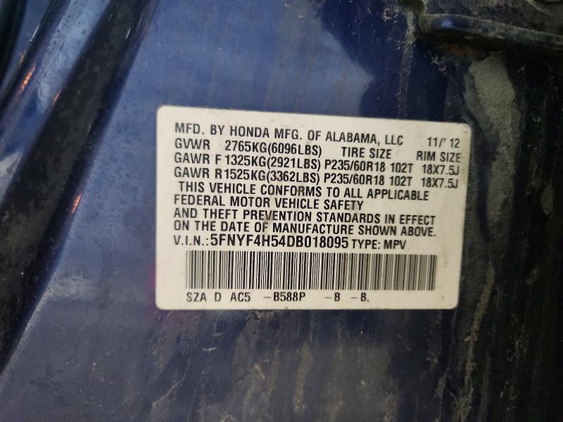 Aukcja sprzedaży 2013 Honda Pilot, vin: 5FNYF4H54DB018095, numer aukcji: 55905016