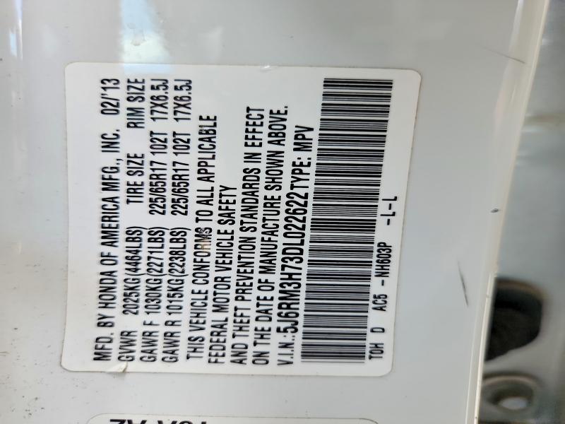 Продаж на аукціоні авто 2013 Honda Cr-v, vin: 5J6RM3H73DL022622, номер лоту: 58364906