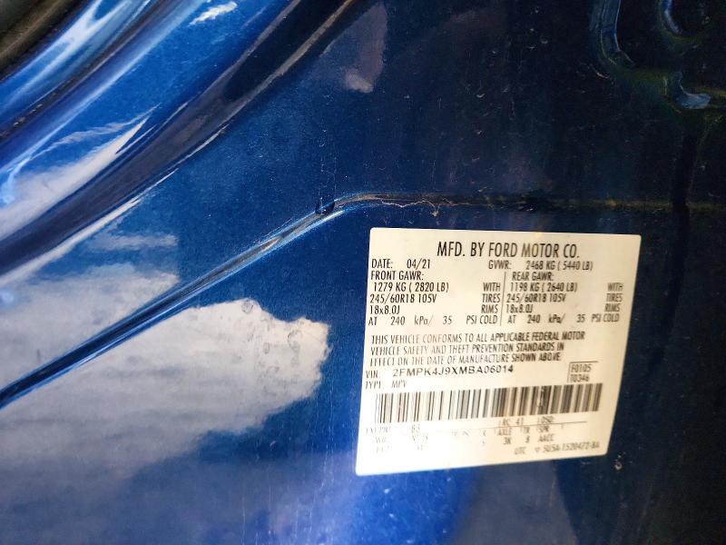 Продаж на аукціоні авто 2021 Ford Edge, vin: 2FMPK4J9XMBA06014, номер лоту: 55447456