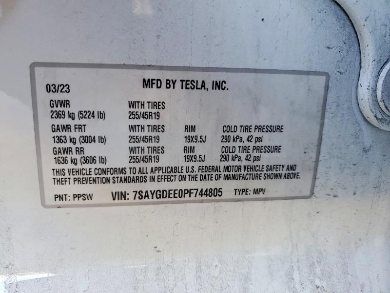2023 Tesla Model Y მანქანა იყიდება აუქციონზე, vin: 7SAYGDEE0PF744805, აუქციონის ნომერი: 55782406