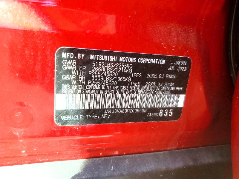 2024 Mitsubishi Outlander მანქანა იყიდება აუქციონზე, vin: JA4J3VA89RZ006508, აუქციონის ნომერი: 57023106