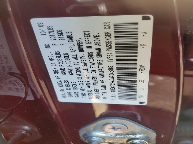 59300876 :رقم المزاد ، 1HGCP2F40AA045869 vin ، 2010 Honda Accord مزاد بيع