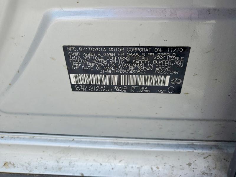 Aukcja sprzedaży 2011 Lexus Es, vin: JTHBK1EG3B2430822, numer aukcji: 55763856