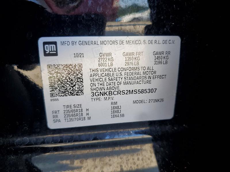 Aukcja sprzedaży 2021 Chevrolet Blazer, vin: 3GNKBCRS2MS585307, numer aukcji: 58451236