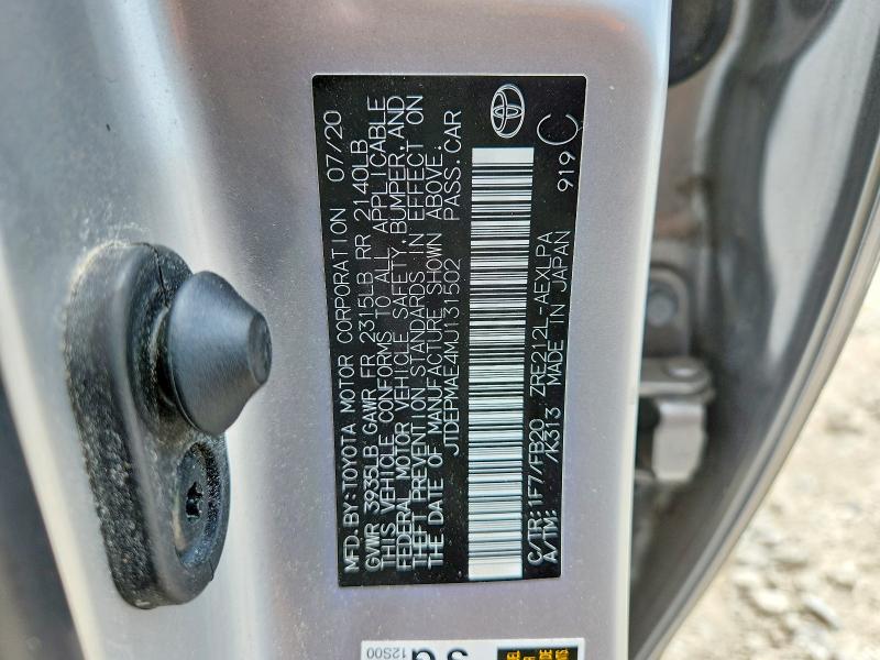 2021 Toyota Corolla მანქანა იყიდება აუქციონზე, vin: JTDEPMAE4MJ131502, აუქციონის ნომერი: 56064846
