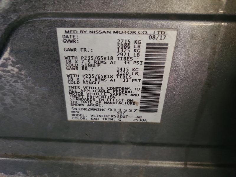 57485236 :رقم المزاد ، 5N1DR2MM3HC911557 vin ، 2017 Nissan Pathfinder مزاد بيع