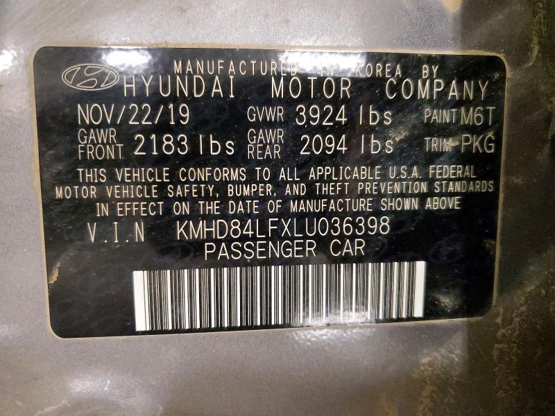 Продажа на аукционе авто 2020 Hyundai Elantra, vin: KMHD84LFXLU036398, номер лота: 57511726