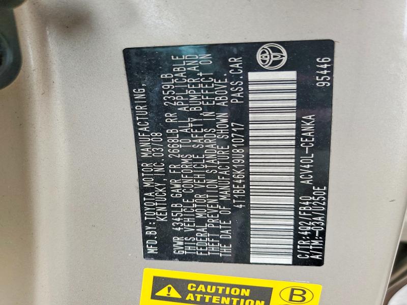 55575586 :رقم المزاد ، 4T1BE46K19U810717 vin ، 2009 Toyota Camry مزاد بيع