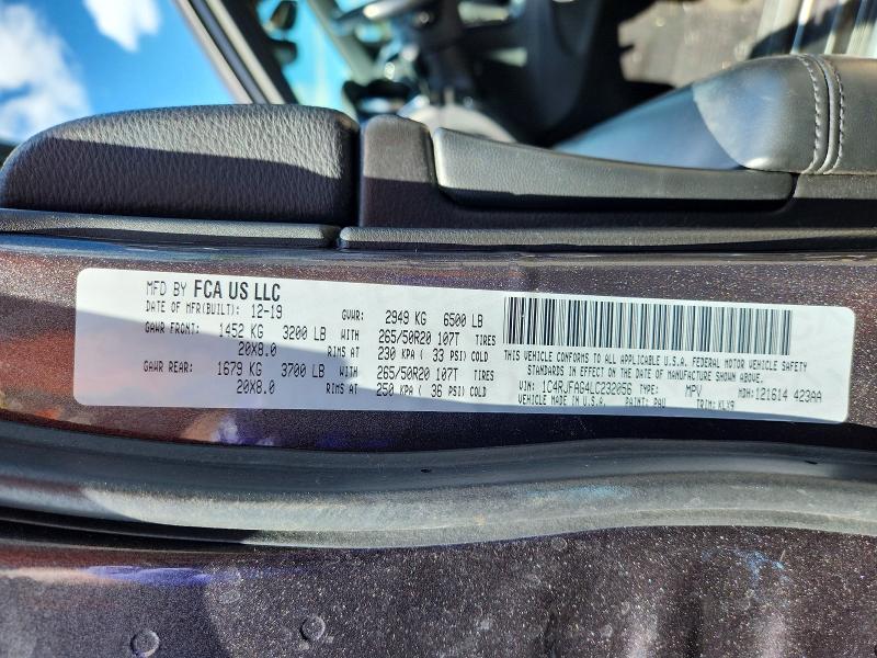 2020 Jeep Grand Cherokee მანქანა იყიდება აუქციონზე, vin: 1C4RJFAG4LC232056, აუქციონის ნომერი: 57510386