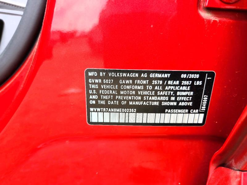 58219816 :رقم المزاد ، WVWTR7AN8ME002352 vin ، 2021 Volkswagen Arteon مزاد بيع