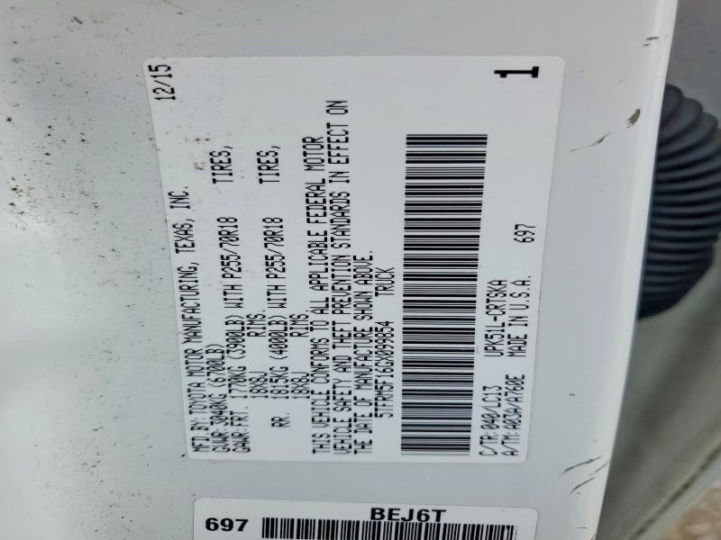 Aukcja sprzedaży 2016 Toyota Tundra, vin: 5TFRM5F16GX099854, numer aukcji: 58110996