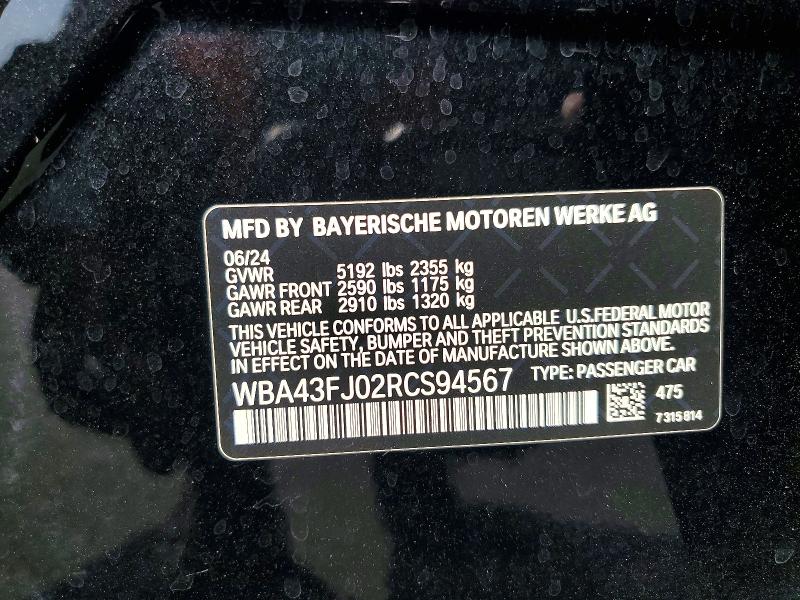 Aukcja sprzedaży 2024 Bmw 530, vin: WBA43FJ02RCS94567, numer aukcji: 56664716