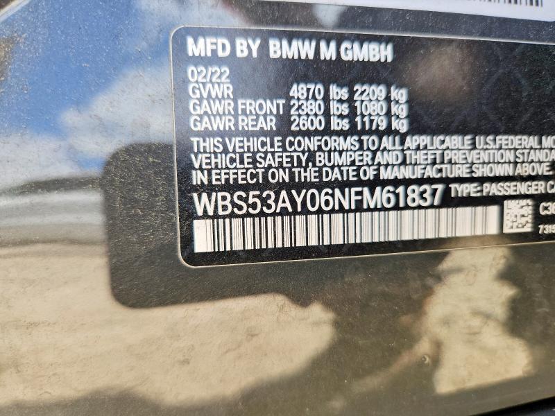 Продажа на аукционе авто 2022 Bmw M3, vin: WBS53AY06NFM61837, номер лота: 55848396