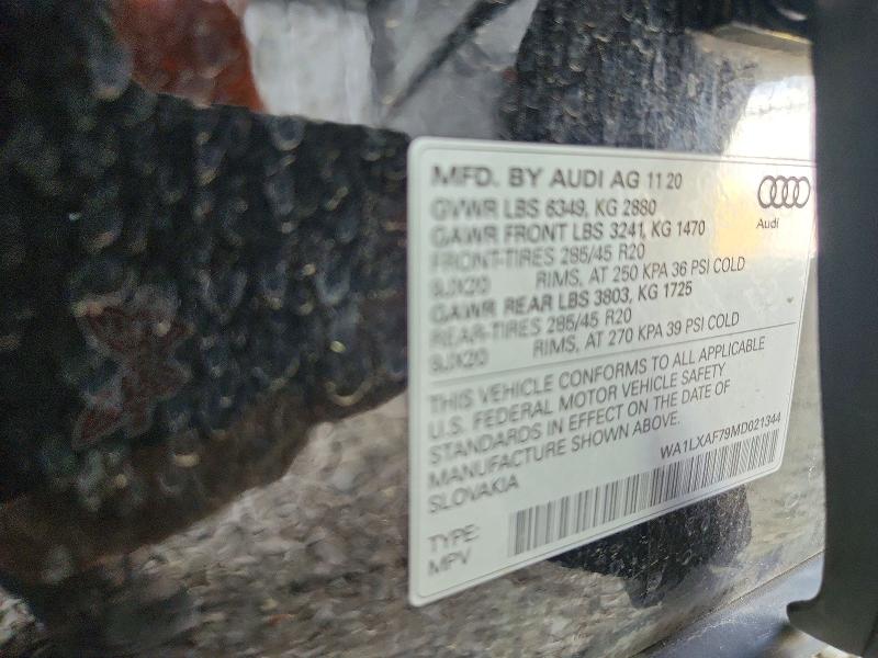 Aukcja sprzedaży 2021 Audi Q7, vin: WA1LXAF79MD021344, numer aukcji: 55840326