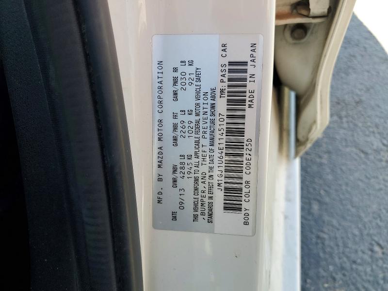 Aukcja sprzedaży 2014 Mazda 6, vin: JM1GJ1U64E1145107, numer aukcji: 55959306