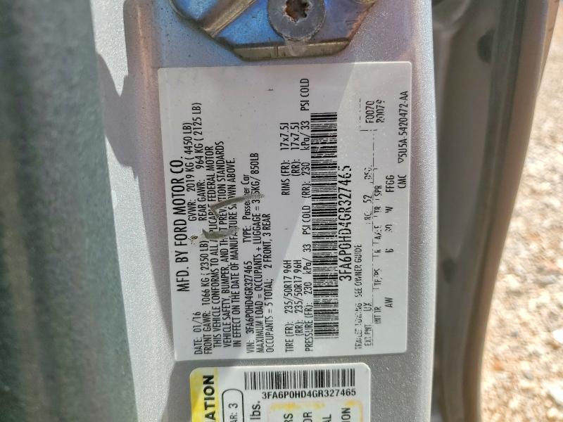 Продажа на аукционе авто 2016 Ford Fusion, vin: 3FA6P0HD4GR327465, номер лота: 58118506