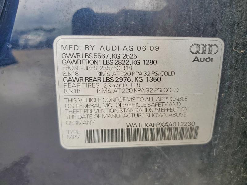 57622556 :رقم المزاد ، WA1LKAFPXAA012230 vin ، 2010 Audi Q5 مزاد بيع