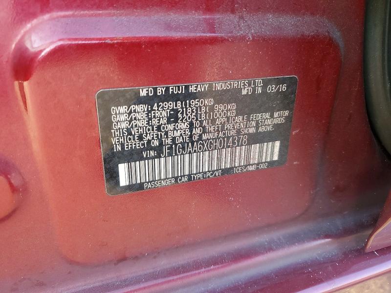 Продаж на аукціоні авто 2016 Subaru Impreza, vin: JF1GJAA6XGH014378, номер лоту: 58007506