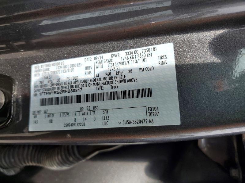 Aukcja sprzedaży 2024 Ford F150, vin: 1FTFW1RG2RFB80817, numer aukcji: 55906306