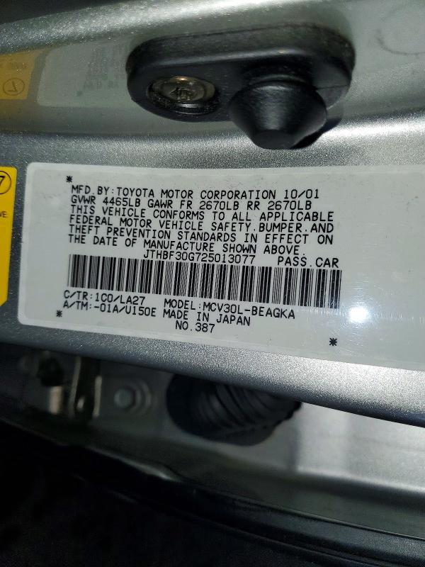 Aukcja sprzedaży 2002 Lexus Es, vin: JTHBF30G725013077, numer aukcji: 57064186