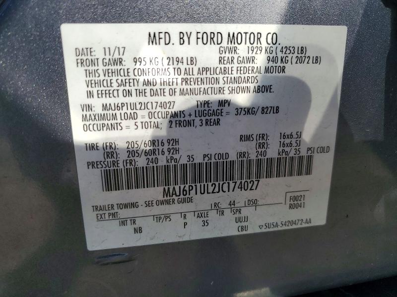 Aukcja sprzedaży 2018 Ford Ecosport, vin: MAJ6P1UL2JC174027, numer aukcji: 54548846