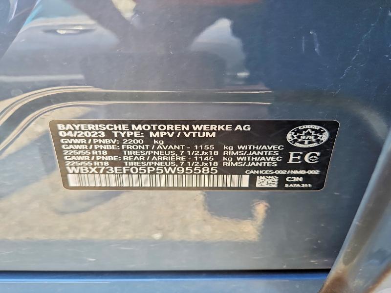 2023 Bmw X1 მანქანა იყიდება აუქციონზე, vin: WBX73EF05P5W95585, აუქციონის ნომერი: 56966686