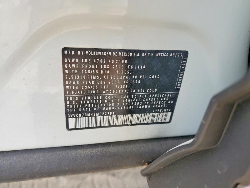 58183976 :رقم المزاد ، 3VVCR7RM4SM022781 vin ، 2025 Volkswagen Tiguan مزاد بيع