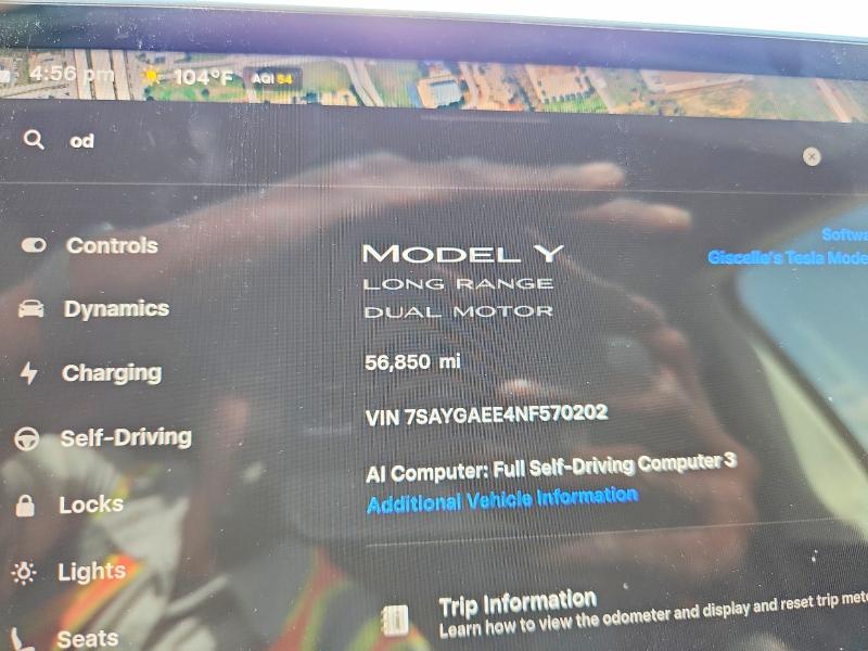 Aukcja sprzedaży 2022 Tesla Model  Y, vin: 7SAYGAEE4NF570202, numer aukcji: 58542096
